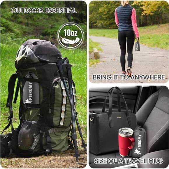 Hooded Rain Poncho for Adult with Pocket, Waterproof Lightweight Unisex - Picture 3 of 7